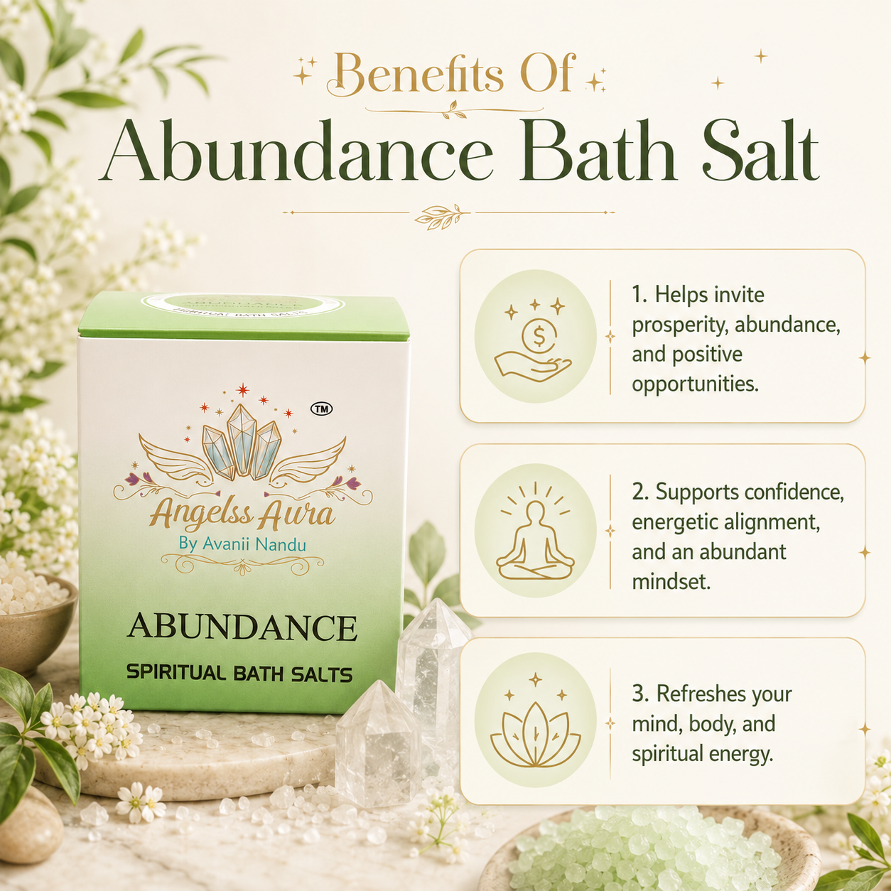 Abundance Spiritual Bath Salt for Prosperity, Positive Energy & Aura Cleansing