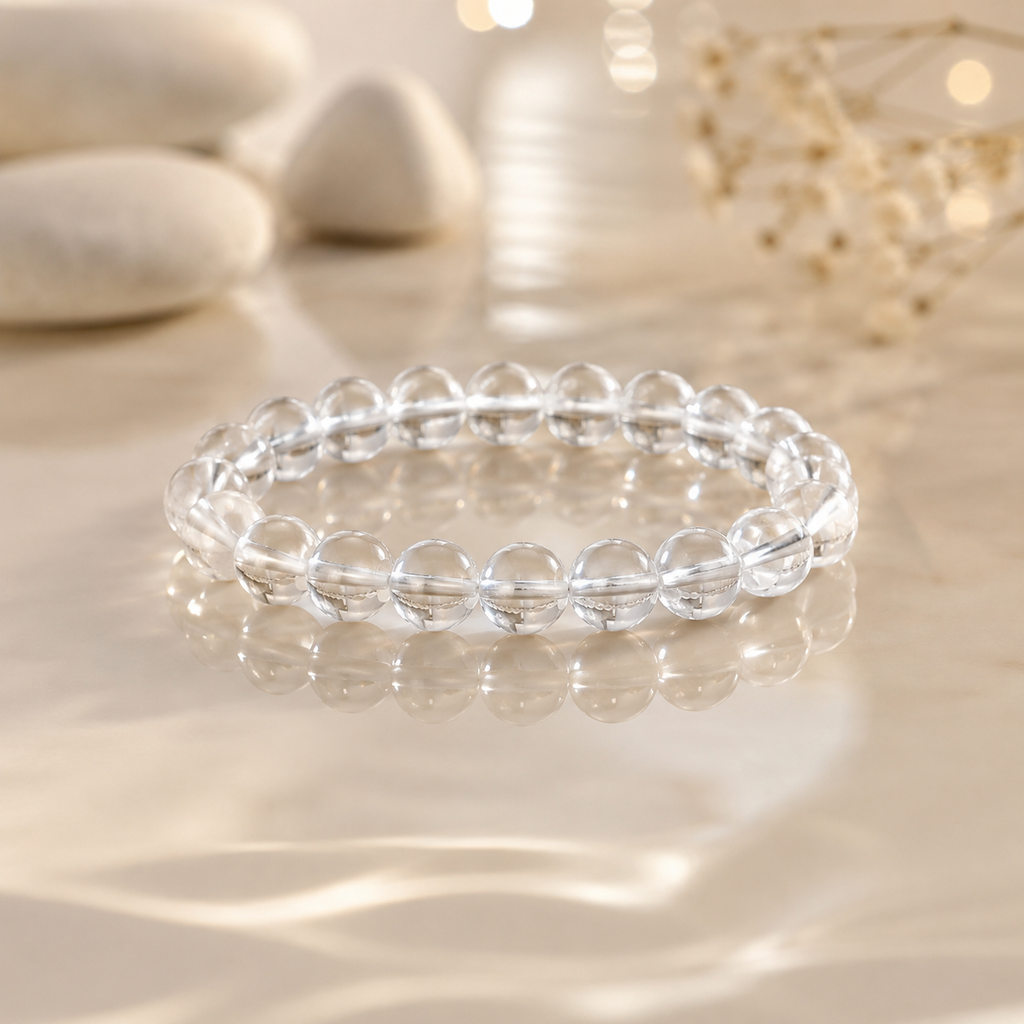 Clear Quartz Bracelet for Energy Cleansing, Clarity & Positive Vibes