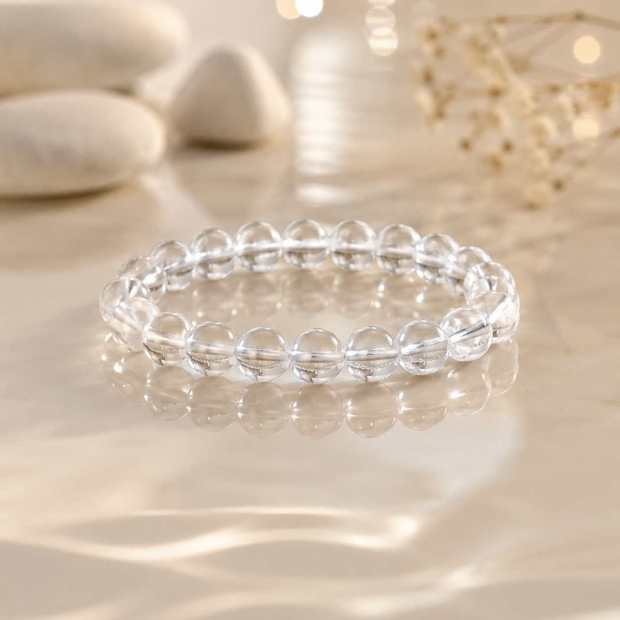 Clear Quartz Bracelet for Energy Cleansing, Clarity & Positive Vibes