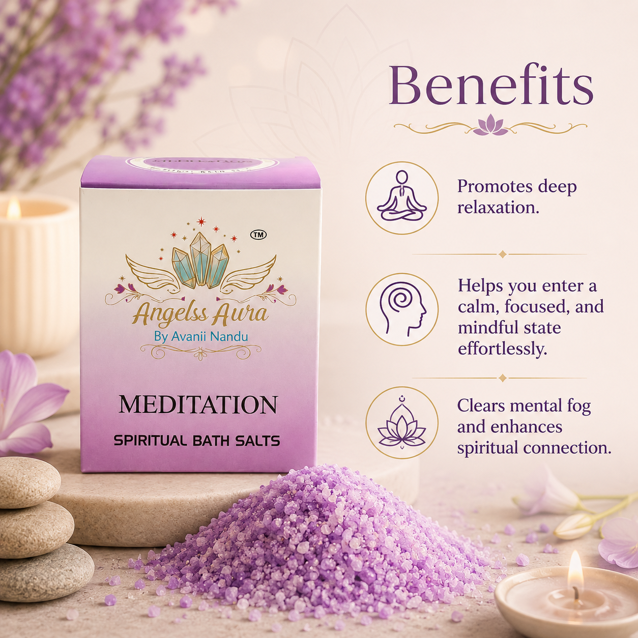 Meditation Spiritual Bath Salt for Calm Mind, Aura Cleansing & Inner Peace
