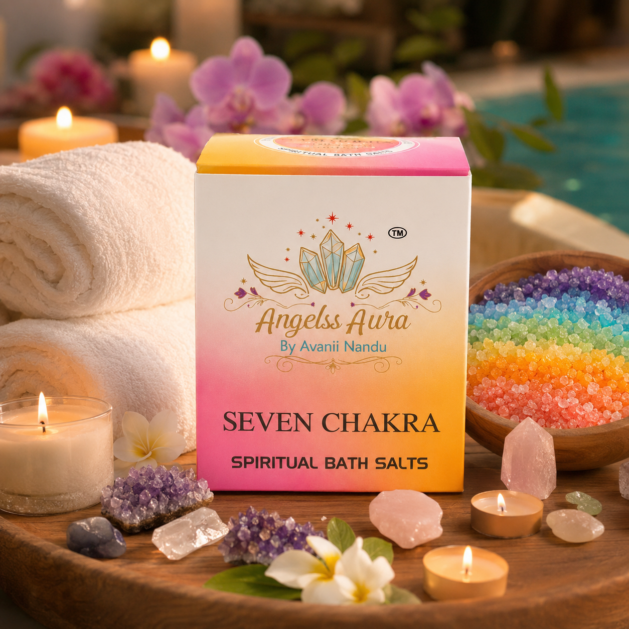 Seven Chakra Spiritual Bath Salt for Energy Balance, Aura Cleansing & Alignment