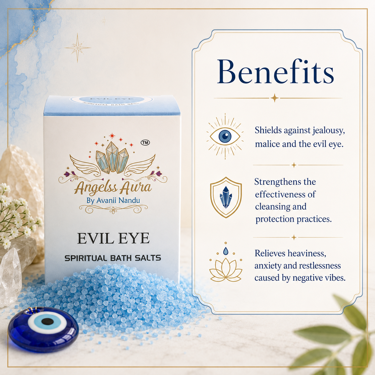 Evil Eye Spiritual Bath Salt for Protection, Aura Cleansing & Negative Energy Removal