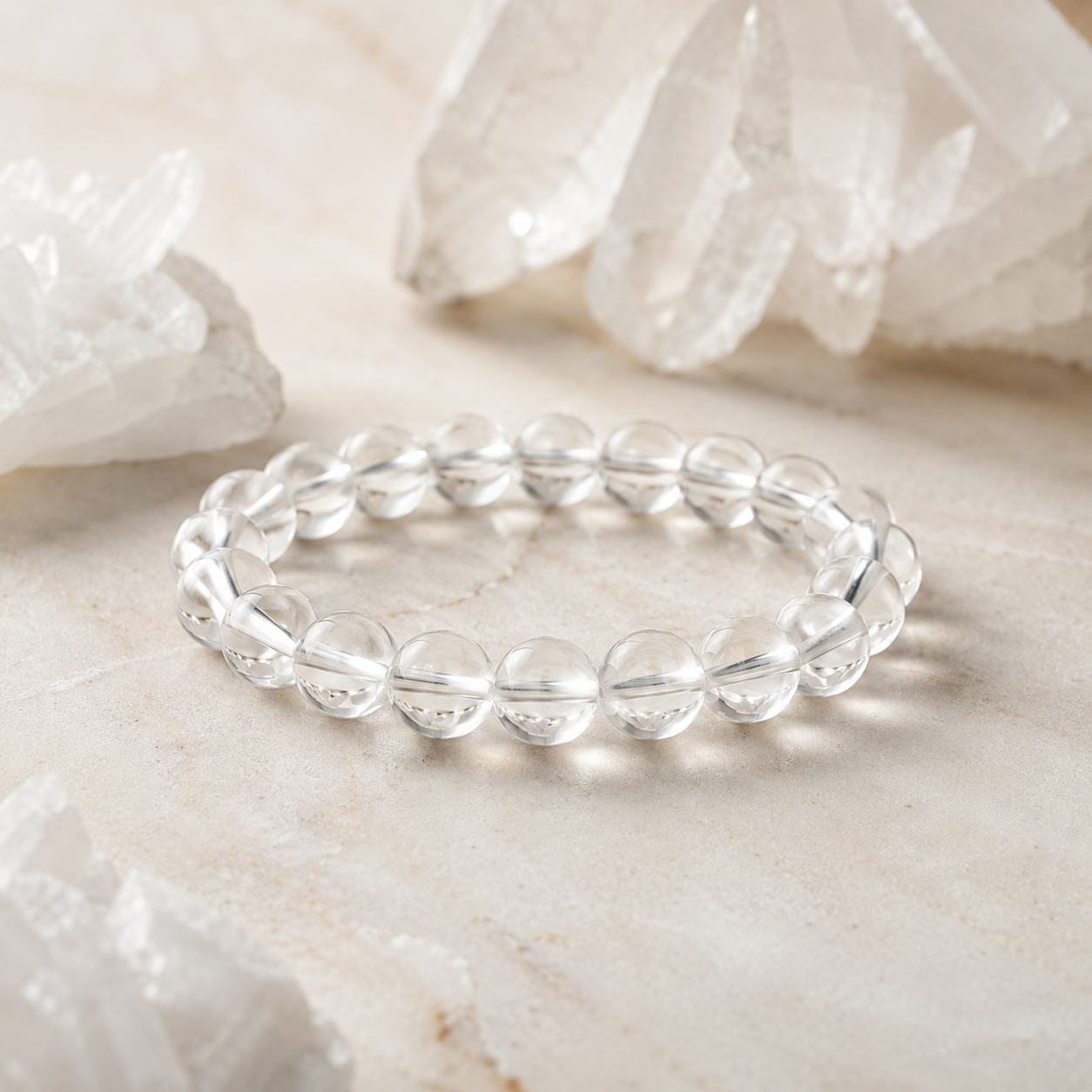 Clear Quartz Bracelet for Energy Cleansing, Clarity & Positive Vibes