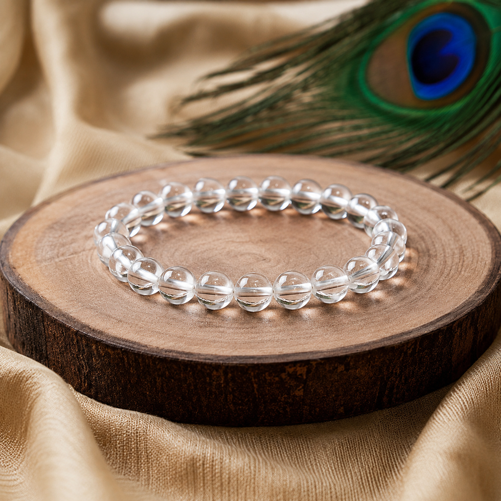 Clear Quartz Bracelet for Energy Cleansing, Clarity & Positive Vibes